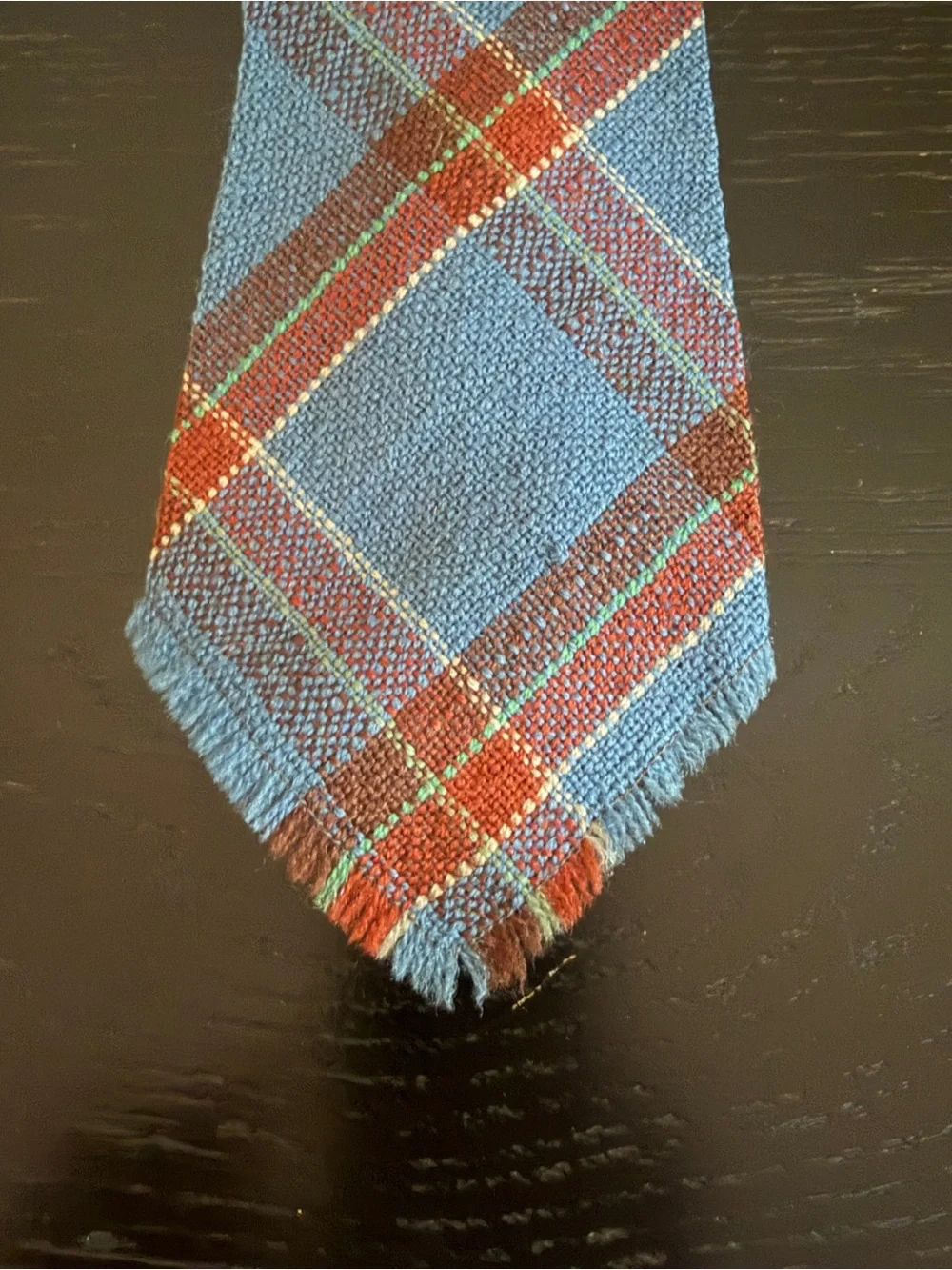 Vintage Chief Weavers Native American Indian Hand Loomed Wool Neck Tie Blue